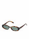 Le Specs Outta Love Women's Sunglasses with Brown Tartaruga Plastic Frame and Green Lens LSP1802498