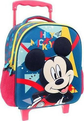 Luna Hey Mickey Σχολική Τσάντα Τρόλεϊ Νηπιαγωγείου σε Μπλε χρώμα Μ27 x Π13 x Υ31cm