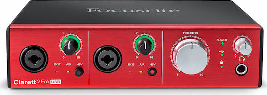 Focusrite Clarett 2Pre External Professional Sound Card Connectivity USB to PC