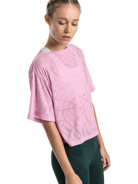 Puma Show Off Women's Athletic Crop Top Short Sleeve Pink