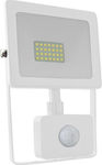 Aca Στεγανός Προβολέας LED 20W Θερμό Λευκό 3000K με Αισθητήρα Κίνησης και Φωτοκύτταρο IP66
