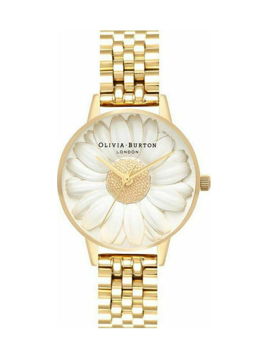 Olivia Burton 3D Daisy Watch with Gold Metal Bracelet