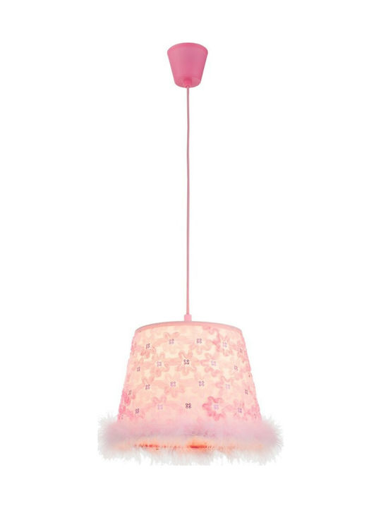 Globo Lighting Tarso Single Bulb Kids Lighting Pendant of Plastic 60W with Drive Size E27 In Pink Colour 30cm