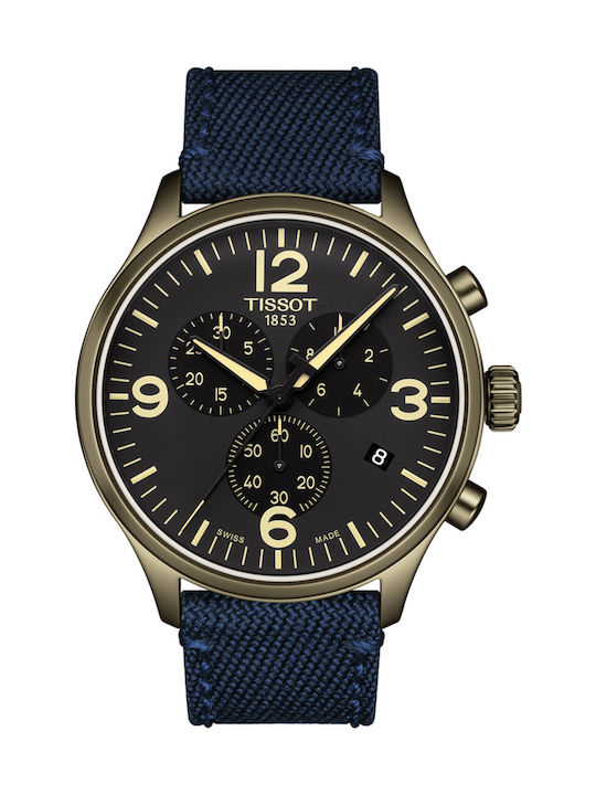 Tissot Chrono XL Ανδρικό Ρολόι 45mm Χρονογράφος Μπαταρίας με Μπλε Υφασμάτινο Λουράκι