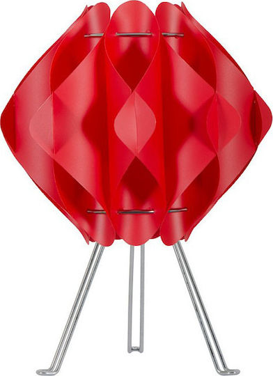 Starlight Kunststoff Tischlampe für Fassung E14 mit Rot Schirm und Silber Basis