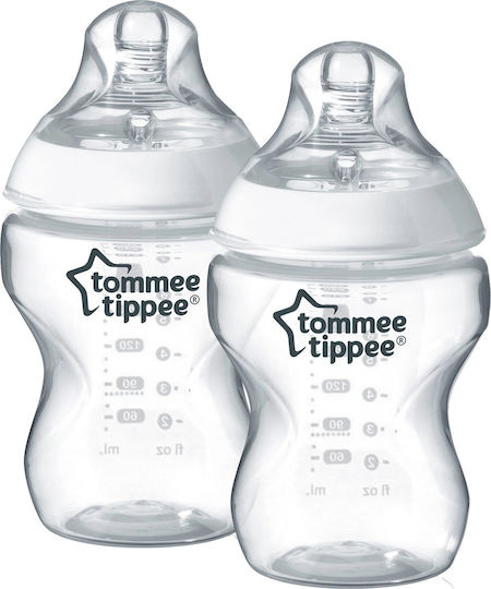 Tommee Tippee Plastic Baby Bottle CTN with Silicone Teat for 0+ Months Transparent 260ml 2pcs