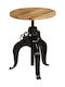 Round Bar Table Made of Solid Wood & Black Metal 60x60x76cm
