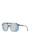 Helly Hansen Men's Sunglasses with Blue Plastic Frame and Silver Mirror Lens