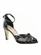 Fardoulis 7225 Stoff Damen Sandalen in Schwarz Farbe