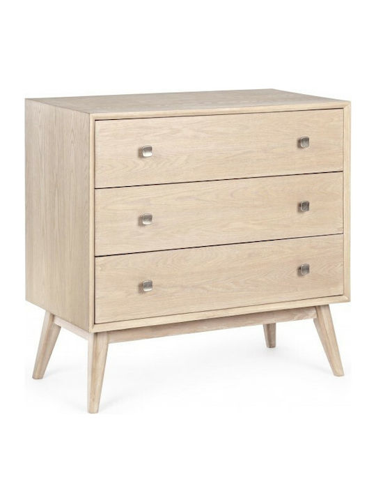 Alannis Wooden Chest of Drawers with 3 Drawers Beige 80x40x80cm