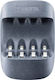Varta Eco Charger USB 4 Baterii Ni-MH Dimensiune AA/AAA în culoarea Gri