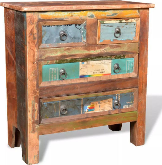 Συρταριέρα Κρεβατοκάμαρας από Μασίφ Ξύλο με 4 συρτάρια 65x30x70εκ.