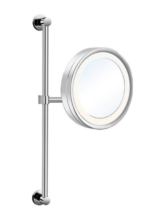 Karag HΥ 1528 HY-1528 Vergrößerung Runder Badezimmerspiegel LED aus Metall 21.5x21.5cm Silber