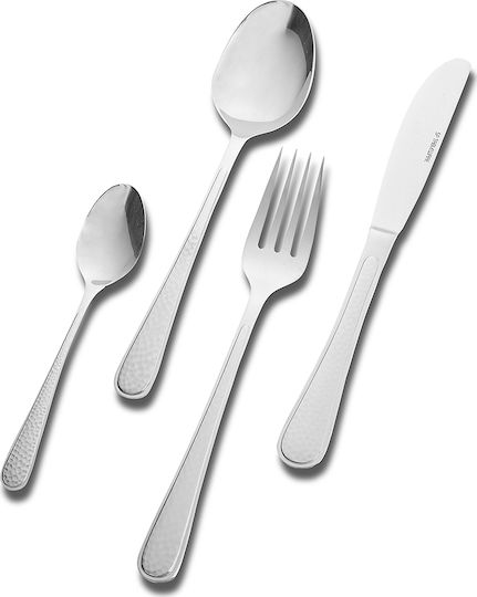SP Tableware Hammered Σετ Μαχαιροπίρουνα Ανοξείδωτα Ασημί 30τμχ