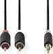 Nedis 3.5mm Male To RCA Male Audio Cable Black 2m With Gold Plated Terminals CABW22200AT20