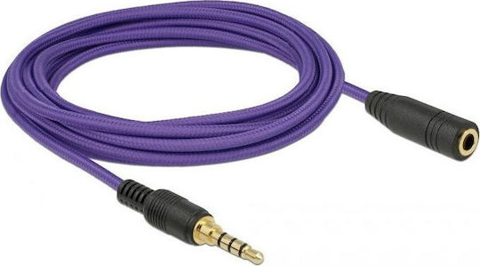 DeLock Καλώδιο Ήχου TRRS 3.5mm male - 3.5mm female Μωβ 3m με Επίχρυσους Ακροδέκτες 85625