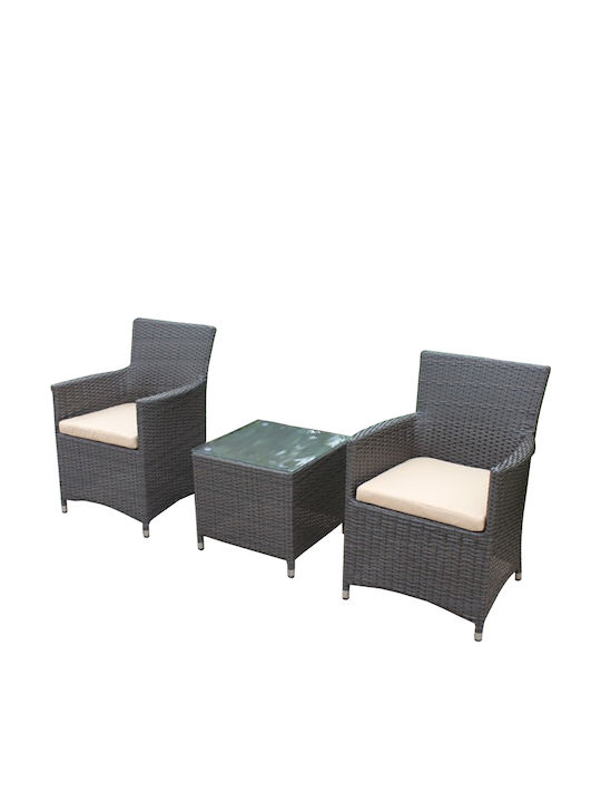 Set Lounge for Small Outdoor Spaces Brown with Pillows R-150 3pcs