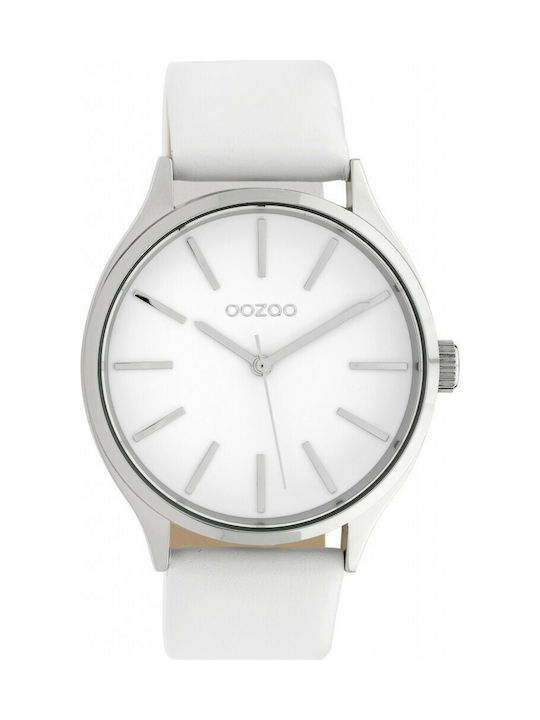 Oozoo Watch with White Leather Strap