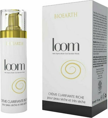 Bioearth Loom Rich 24ωρη Ενυδατική & Αντιγηραντική Κρέμα Προσώπου Ημέρας για Ξηρές Επιδερμίδες κατά των Ατελειών με Έκκριμα Σαλιγκαριού 50ml