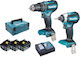 Makita Set Drill Driver & Impact Screwdriver 18V with 3 3Ah Batteries and Case