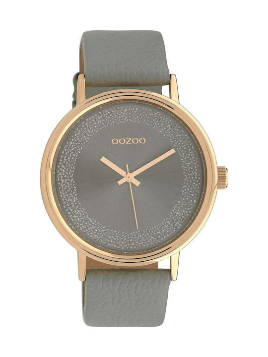 Oozoo Timepieces Grey Leather Strap