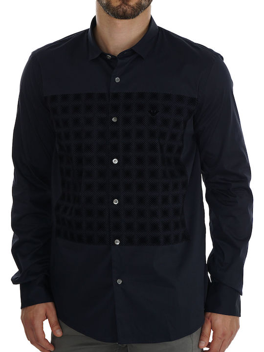 Emporio Armani Men's Shirt Long Sleeve Cotton Navy Blue