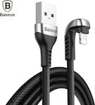 Baseus U-Shaped Braided / LED USB to Lightning Cable Μαύρο 1m (CALUX-A01)