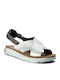 Camper Oruga Leather Women's Flat Sandals in Silver Color