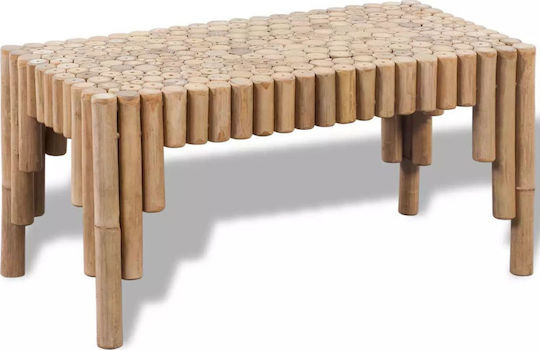 Masa De Cafea Centrală Rectangulară Din Lemn Masiv Bej L70xL35xÎ35cm
