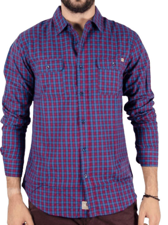 Long-sleeved Cotton Shirt Checked Burgundy