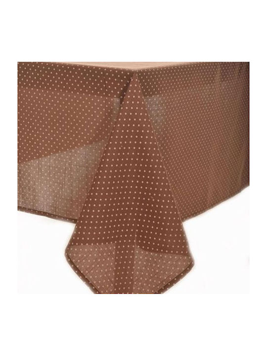 Silk Fashion Πουά Cotton & Polyester Checkered Tablecloth Brown 90x90cm