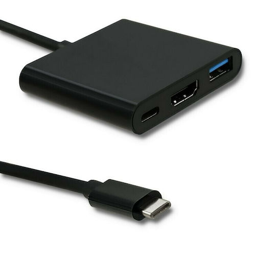 Qoltec USB-C Stație de andocare cu HDMI 4K PD Negru (50430)