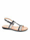 Boxer Leather Women's Flat Sandals In Black Colour