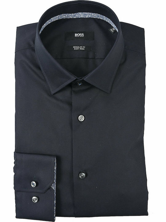 Hugo Boss Gelson Men's Shirt Long Sleeve Cotton Navy Blue