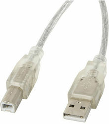 Lanberg CA-USBA-12CC-0018-TR USB 2.0 USB-A male σε USB-B male Διάφανο 1.8m