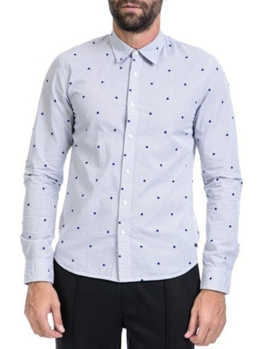 Scotch & Soda Cămașă Bărbătească Cu mânecă lungă Cu buline Albastru deschis 101437-0018