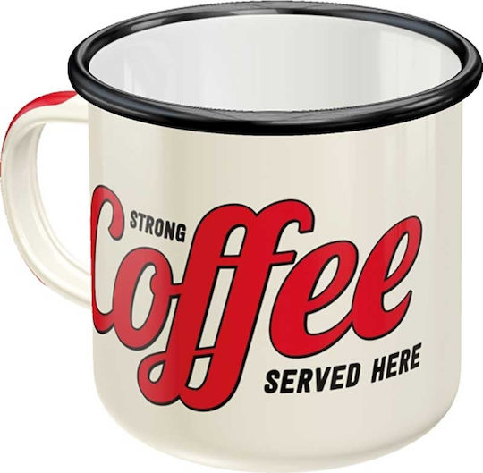Nostalgic Art Strong Coffee Served Here Mug Metallic White 250ml 43203