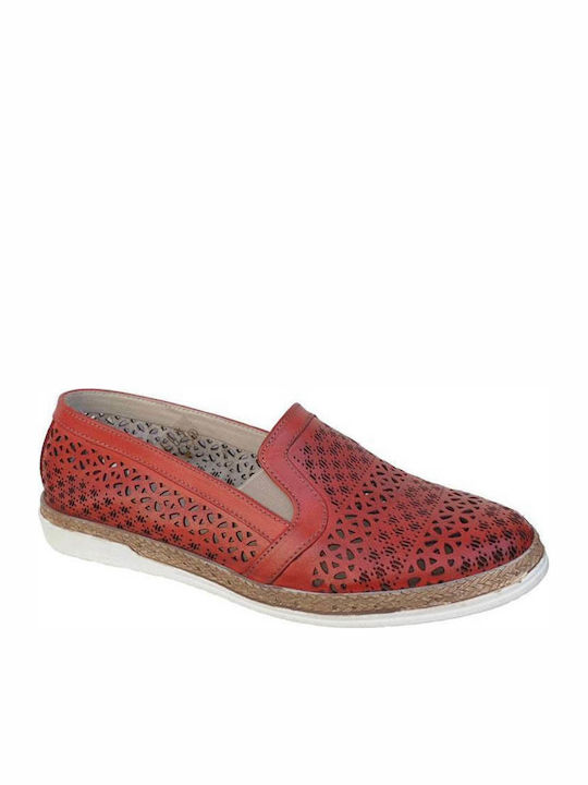 Boxer Leather Women's Moccasins in Red Color