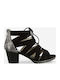 Jana Anatomic Women's Sandals Black with Chunky Medium Heel