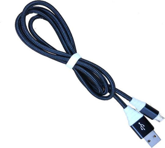 Omega Braided USB 2.0 to micro USB Cable Μαύρο 1m (OUFBB3MBOXB)