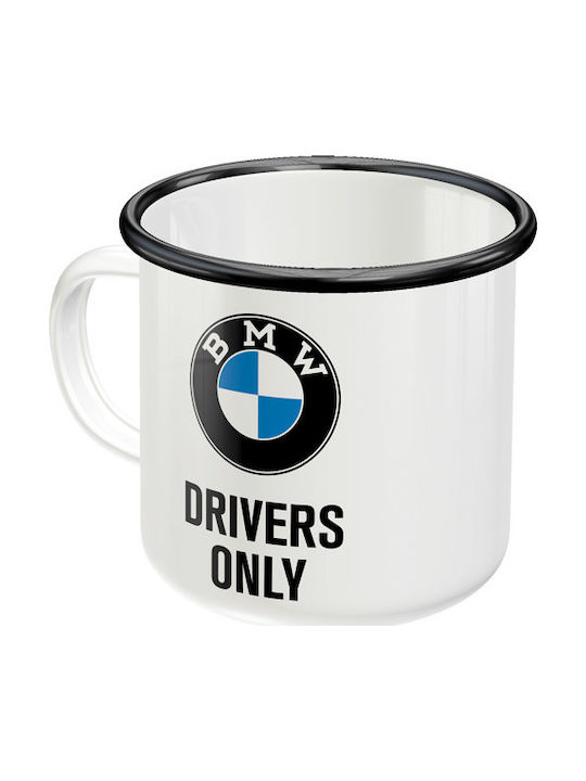 Nostalgic Art BMW - Drivers Only Wärmewechsel Tasse Emaille Weiß 360ml 1Stück