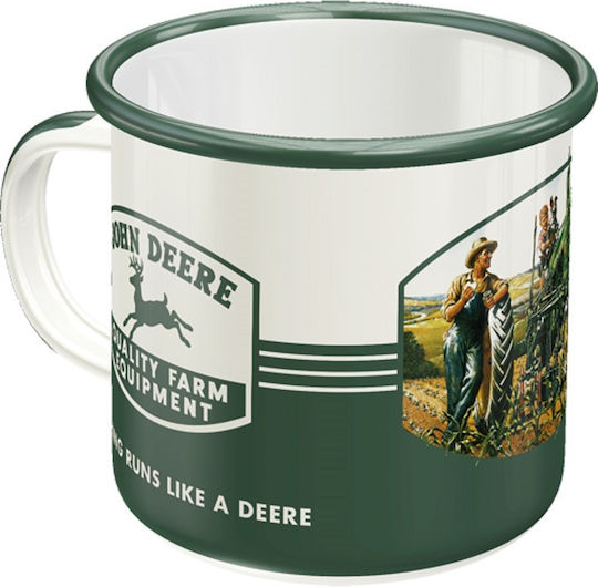 Nostalgic Art John Deere - Quality Farm Equipment Cană Emailat Albă 360ml