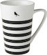 Dutch Rose Rose Stripe XL 430ml Black & White Ceramic Cup White 450ml 174260