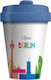 Chic Mic Berlin Skyline Bamboo Cup with Lid Blue 400ml BCP258