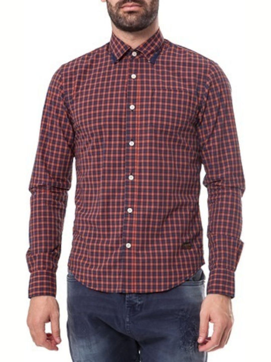 Scotch & Soda Men's Shirt Long Sleeve Checked Burgundy 15040820030-B