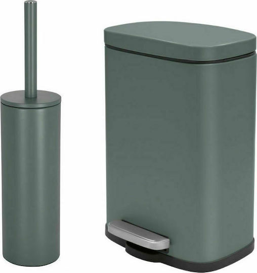 Dimitracas Akira 61-05392001S2T Metallic Toilet Brush and Basket Set Soft Close 5lt Gray