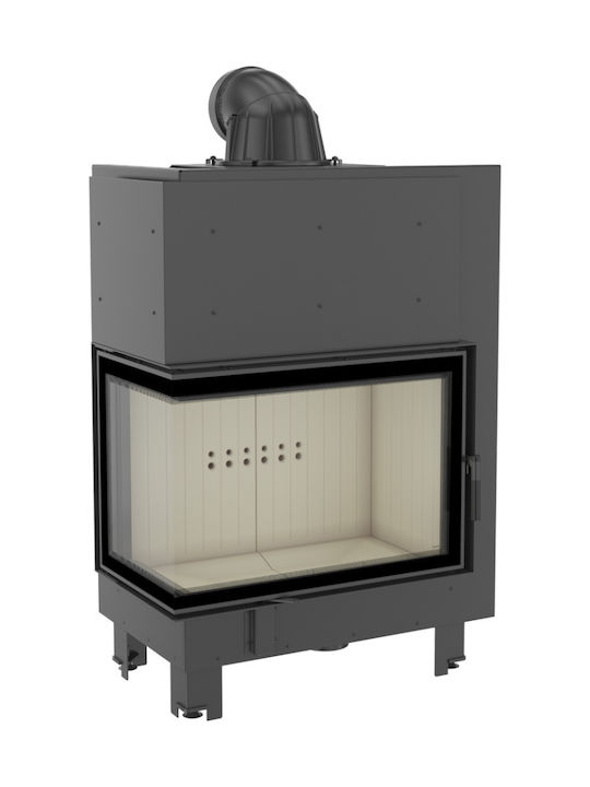 Kratki MBA L BS Kaminofen Holz 17kW Linke Ecke mit einer zu öffnenden Tür