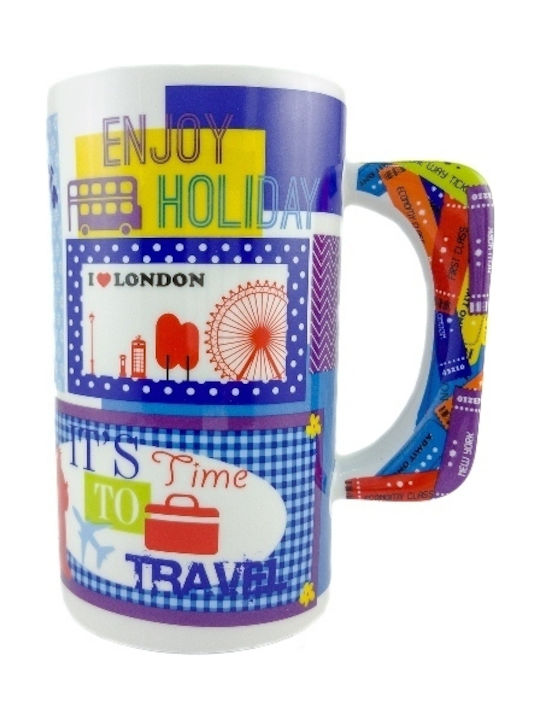 SP Souliotis Enjoy Holiday Cană din Porțelan Multicoloră 570ml