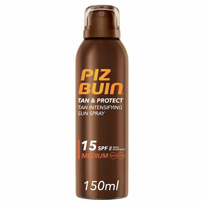 Piz Buin Tan & Protect Tan Intensifying Sun Αδιάβροχη Αντηλιακή Λοσιόν για το Σώμα SPF15 σε Spray 150ml