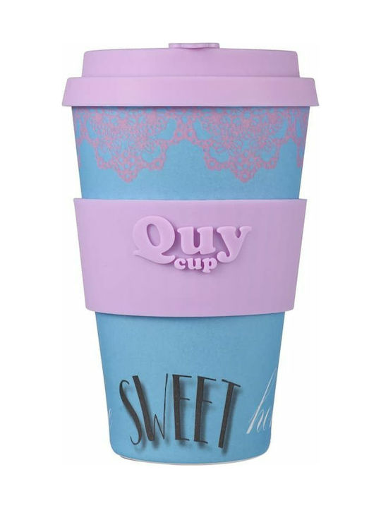 QuyCup Sweet Home Blu Cană Bambus cu Capac Albastru 400ml BAMB40-048 1buc